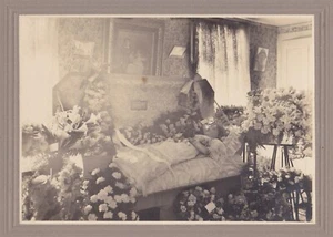 Lovely Young Woman Post-Mortem in Casket (2) Large 8x10 Antique Cabinet Photos - Picture 1 of 4
