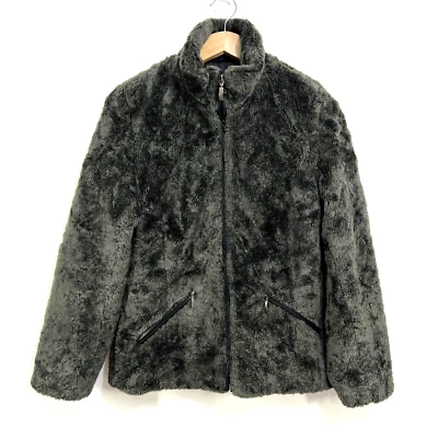 VTG 90’s Esprit Faux Fur Blazer Coat Zip Up Womens Small Gray Mob Wife Soft Read - Image 1 of 4