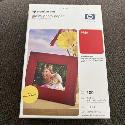 Papel Fotográfico Premium Plus HP Alto Brillo Inyección Tinta 4x6 -100 Hojas Nuevo Precintado Foto 1 de 2