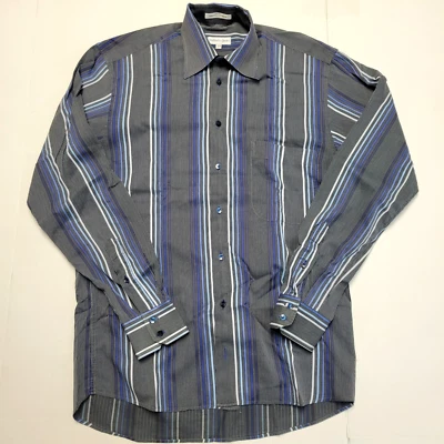 Camisa Informal BULLOCK & JONES Rayas Botón Frontal Algodón Hombres MEDIANA M Gris Azul Foto 1 de 4