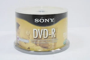 Sellado de fábrica Sony DVD-R 4,7 GB 120 min 16X DVD-R disco multimedia en blanco paquete de 50 - Imagen 1 de 4