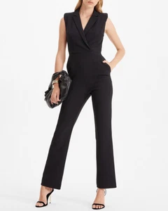 NEW EXPRESS $148 BLACK SLEEVELESS BLAZER JUMPSUIT SZ 8 - Picture 1 of 3