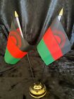 Malawi Malawian 2 Flags Desk Table Flag Display Centrepiece Office Party