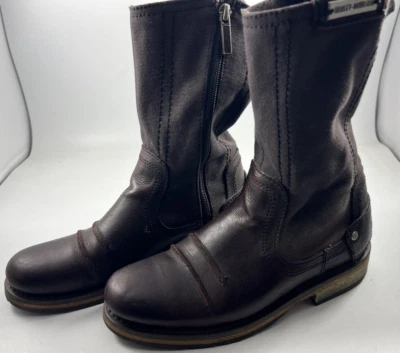 Harley Davidson Mujer Motocicleta Borgoña Botas Lona Cuero Talla 6.5 85526  Foto 1 de 4