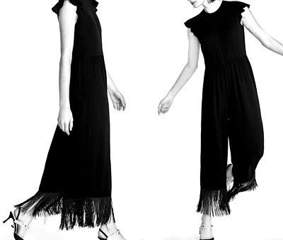 último ZARA MONO NEGRO CON MANGA VOLANTES Y CREMALLERA TALLA XS NUEVO Foto 1 de 4