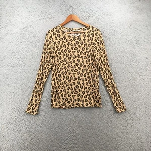 Express Sweater Womens L Brown Animal Print Long Sleeve Round Neck Pullover - Picture 1 of 17