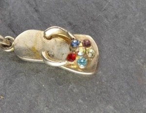 Rainbow Cubic Zironcia Sandal 925 Sterling Silver Vintage Pendant DIY Jewelry - Picture 1 of 3