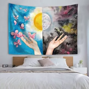 Sun Moon Stars Tapestry Good Evil Wall Decor Abstract Trippy Fairy Art Aesthetic - Picture 1 of 4