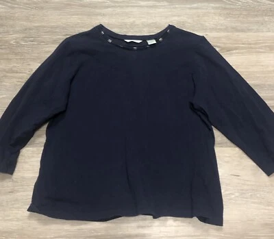 Camisa Laura Ashley Mujer Talla XL Azul Marino Top Manga 3/4 Cottagecore Campesina Foto 1 de 4