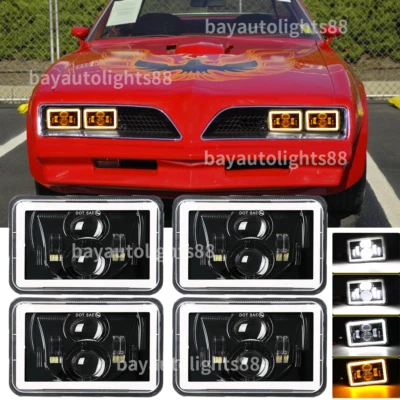 Faros LED 4x6" 4 piezas aptos para Pontiac Firebird Trans AM 1977 1978 1979 1980 1981 Foto 1 de 4