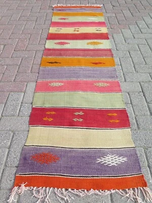 Corredor Kilim Turco, Alfombras Corredor, Alfombra Corredor, Alfombra Escaleras, Alfombra Pasillo 23"X83" Foto 1 de 4