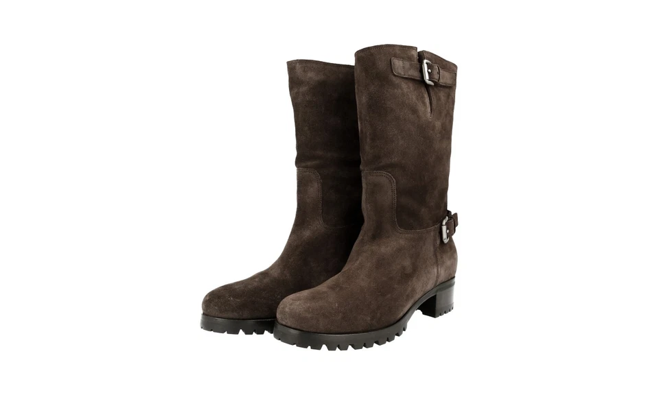 PRADA Suede Boots Booties Winter Shoes - 1U348E - Brown - US 11 EU 41 UK 8