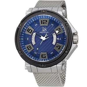 Joshua & Sons JX132BU Multifunction Blue Dual Date Wheel Stainless Steel Watch - Picture 1 of 4
