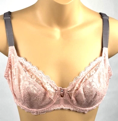  Sujetador Freya 32D Offbeat con aros soporte lateral encaje rosa Foto 1 de 4