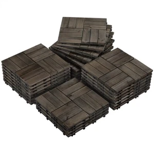 27PCS Interlocking Flooring Tiles Waterproof Patio Garden Deck 12 x 12 '' Black - Picture 1 of 12