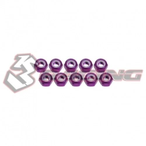 3RCING 3RAC-N40/PU 4mm Alu Lock Nuts 10 Pcs Purple 1/10 RC Car - Image 1 of 1