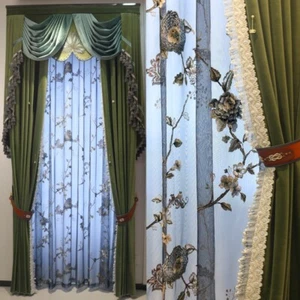 Classic living room velvet green cloth blackout curtain valance drape C2093 - Picture 1 of 10