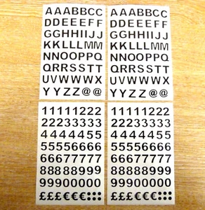 Lettere Numeri Adesivi Vinile Nero Etichette di Plastica Adesive 9.5mm - Photo 1/5