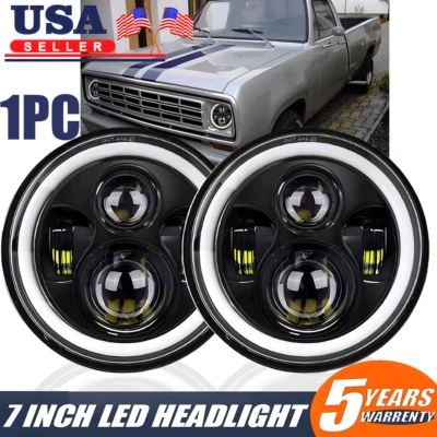 Faro LED redondo 105W 7" haz alto/bajo para camionetas Dodge D100 D200 D300 D400 D450 Foto 1 de 4