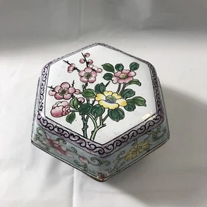 CLOISONNE Floral FOR LILLIAN VERNON - ENAMEL BOX - As Is - Picture 1 of 10