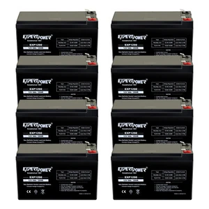 8 PACK - 12V 9 Amp EXP1290 Rechargeable AGM Sealed Lead Acid Battery  - Picture 1 of 6