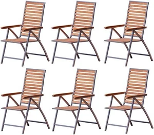 6 Stk ALEOS. Hochlehner Edelstahl A-Grade TEAK Holz klappbar 5-fach verstellbar - Bild 1 von 8