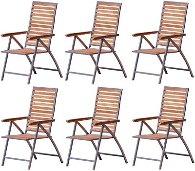 6 Stk ALEOS. Hochlehner Edelstahl A-Grade TEAK Holz klappbar 5-fach verstellbar - Bild 1 von 4