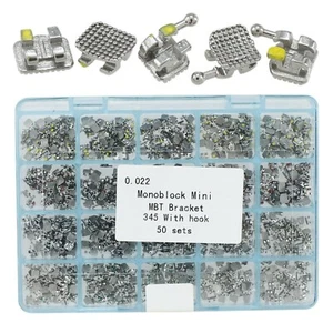 50 juegos de mini brackets metálicos monobloque de ortodoncia dental MBT 022 345W/H - Imagen 1 de 12