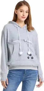 Unisex Hoodies Pet Holder Cat Dog Large Pouch Carriers Pullover with Cat Printin - Picture 1 of 12