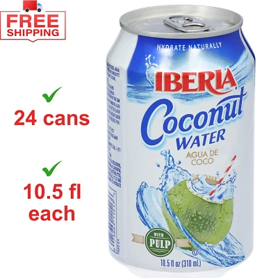 Fat Free Coconut Water with Pulp, 10.5 Fl Oz, Pack of 24 Gluten Free Vegan - Image 1 of 4