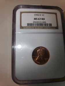 1996D Lincoln Cent NGC MS67 Very Nice Luster - Picture 1 of 3