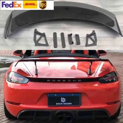 Carbon Fiber Rear Spoiler Wing For Porsche 718 981 987 Boxter Cayman GT4 Style - Image 1 of 4
