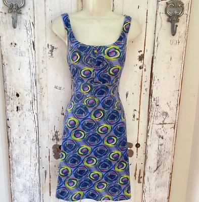 REI Size XS Woman's Blue Green Pink Yellow Colorful Knit Casual Summer Dress - Image 1 of 4