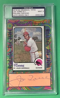 2016 HA ORIGINALS 1970S JOE TORRE AUTOGRAPH & 1973 TOPPS 9/11 PSA/DNA 9 MINT - Image 1 of 2