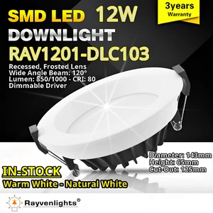 COMMERCIAL DOWNLIGHT: LED 12W Warm White Dimmable - 125mm Dia Cut Out - Picture 1 of 12