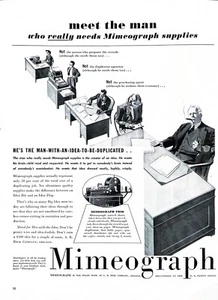 1939 MIMEOGRAPH MACHINE Large Vintage Print Advertisement Office Equipment - Picture 1 of 1
