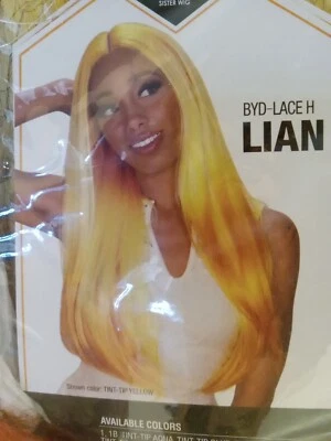 Peluca Cosplay Pelo Largo Hermana Más Allá de Tu Imaginación Amarillo Naranja Puntas NUEVO Foto 1 de 4