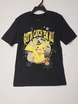Pikachu Pokemon Halloween Boys Short Sleeve Graphic T-Shirt Size M 8 #D49 - Image 1 of 2