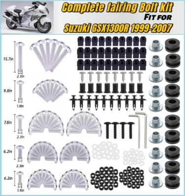 Kit completo de parafusos de carenagem parafusos de aço inoxidável prata para Suzuki GSX1300R 1999-2007 - Imagem 1 de 4