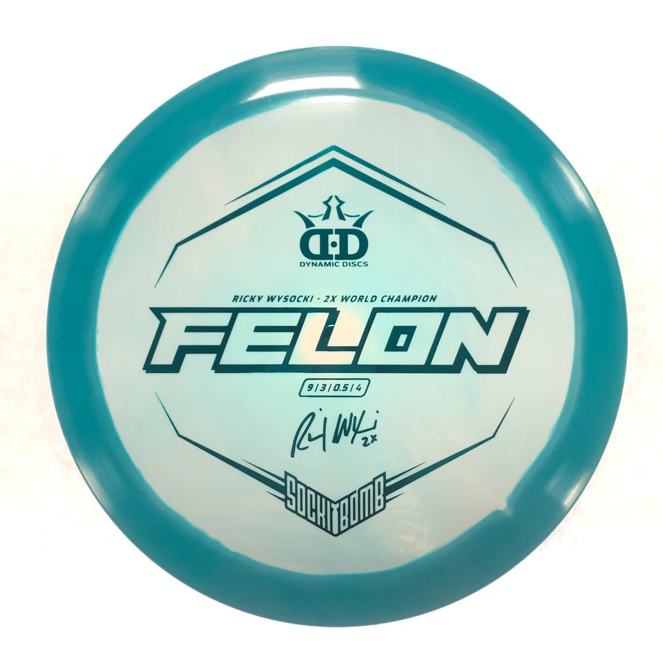 DISC GOLF DYNAMIC DISCS RICKY WYSOCKI SOCKIBOMB ORBIT FUZION FELON 173g TEAL - Image 1 of 1