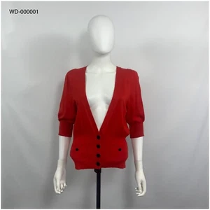 Kenneth Cole New York Red Kasper Women Cardigan Sweater Red 3/4 Sleeve Size L - Picture 1 of 11