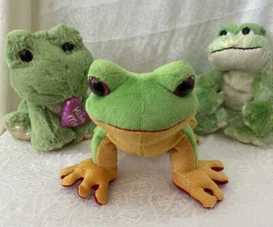 Ganz Webkinz Plush Lot of 3 Tree Frog Green Tropical Toad Aurora Stuffed Animals - Picture 1 of 22