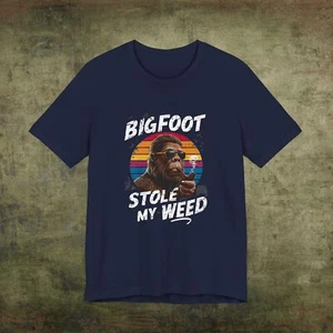 Vintage Steampunk Bigfoot Tee Distressed Black, Graffiti 'Bigfoot Stole My Weed' - Picture 1 of 17