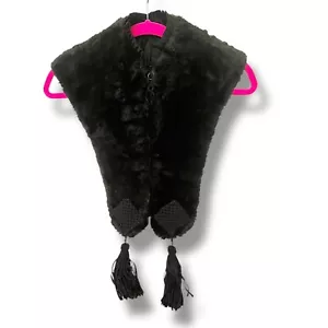 Antique Early 1920s Flapper Art Deco Shorn Beaver Fur Stole w/ Tassels Fits S/XS - Picture 1 of 5