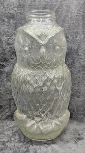 Vintage Glass Owl Jar The Wise Old Owl Large 20.5" Tall Container No Lid - Picture 1 of 5