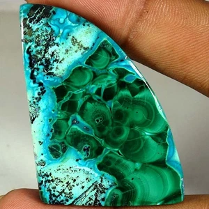 100% Natural Malachite Chrysocolla Slice  Rough Cab Gemstone120.15Cts.31x50x06mm - Picture 1 of 3