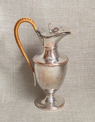 Antique c1910s Neoclassical Silver Plated Coffee Pot Wine Water Jug Pitcher Lid — 第 1/4 张图片