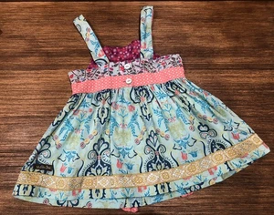 Matilda Jane Friends Forever Vanessa Knot Top Blue Tunic Gold Ribbon Size 6 - Picture 1 of 7