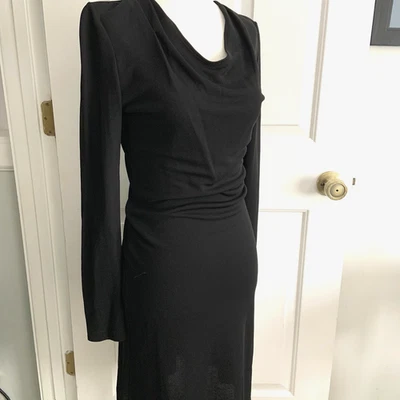 Vestido Vintage Emporio Armani Mujer Negro Manga Larga Cremallera Rodilla L Talla 38 / EE. UU. 4 Foto 1 de 4