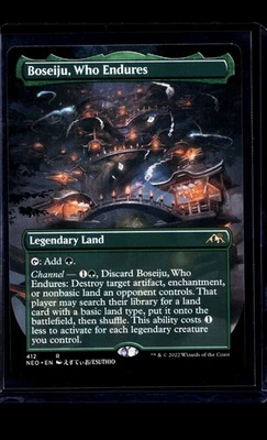 MTG Magic The Gathering NEO Neon Dynasty Borderless #412 Boseiju Who Endures LP - Image 1 of 2
